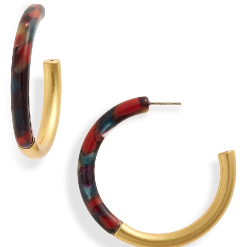🎉SOLD🎉Madewell 41mm Half Acetate Hoop Earrings - Picture 1 of 3